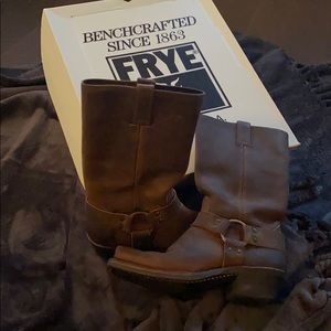 Tan Harness Frye Boot, Size 8